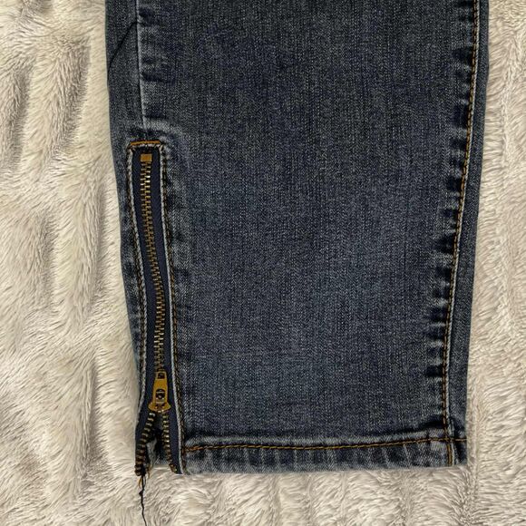 Earl Jeans Women 20W Skinny Ankle Blue Stretch Denim Zip Hem Mid Rise Faded Wash - Picture 7 of 11